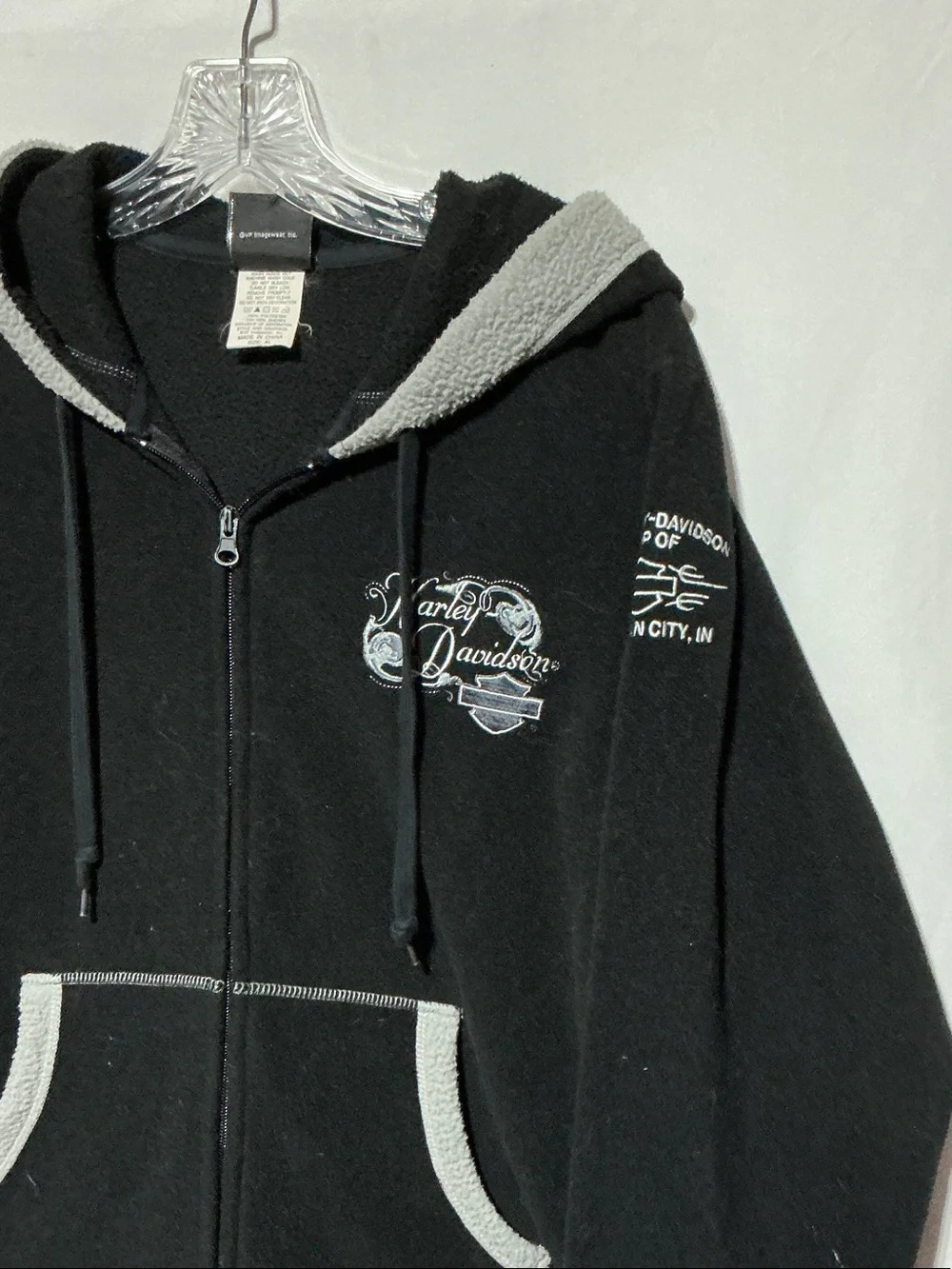Harley-Davidson Womens Black Fleece Hoodie With Logo Sz XL